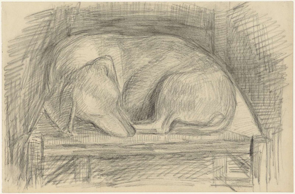 Sleeping dog on a chair, Jozef Israëls, 1834 - 1911