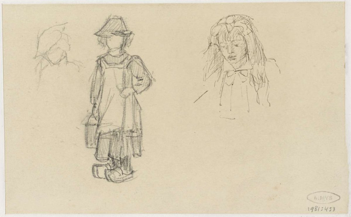 Sketches of a girl, Jozef Israëls, 1834 - 1911