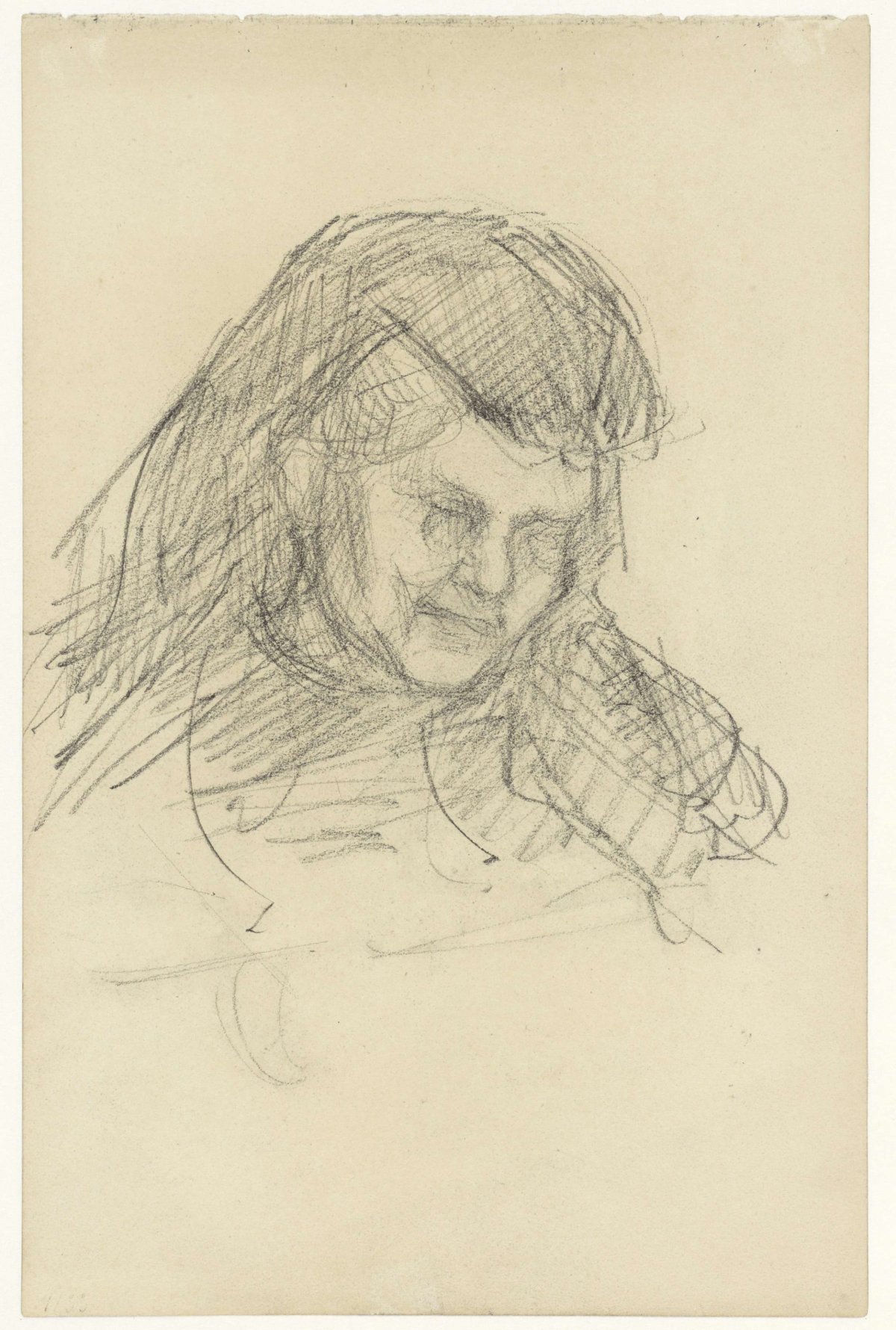 Head of a woman with a veil, Jozef Israëls, 1834 - 1911