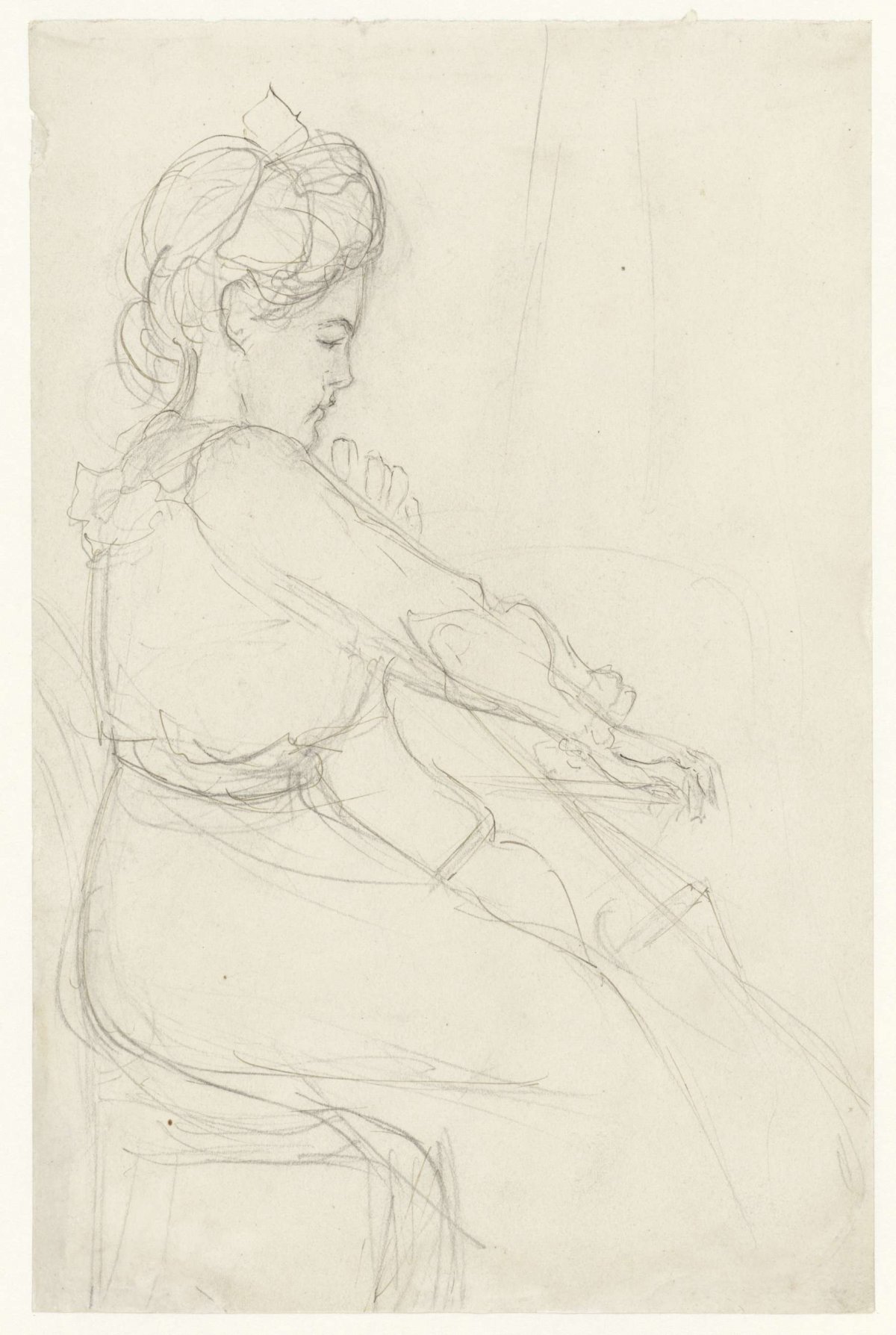 Woman playing the cello, Jozef Israëls, 1834 - 1911