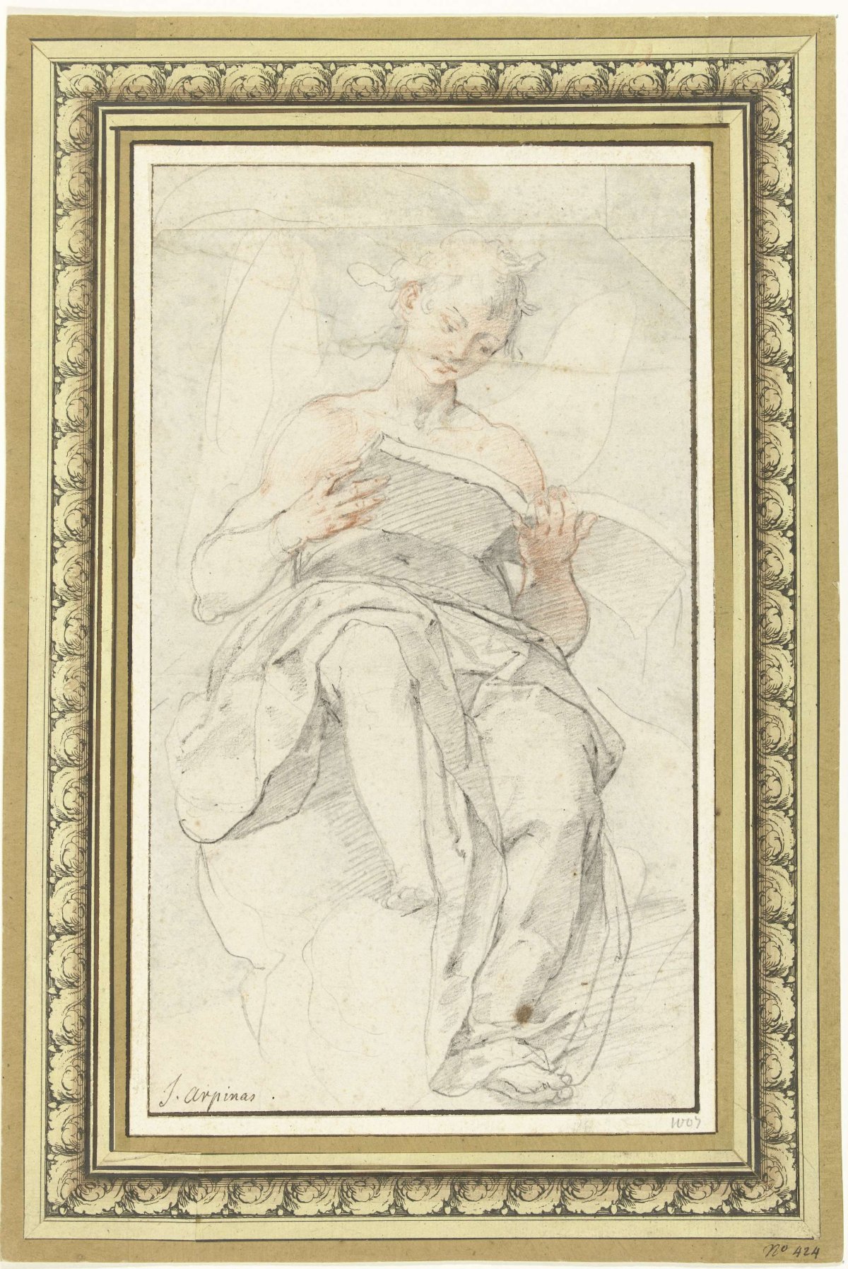 Angel on a cloud reading in a book, Giuseppe Cesari, 1578 - 1640