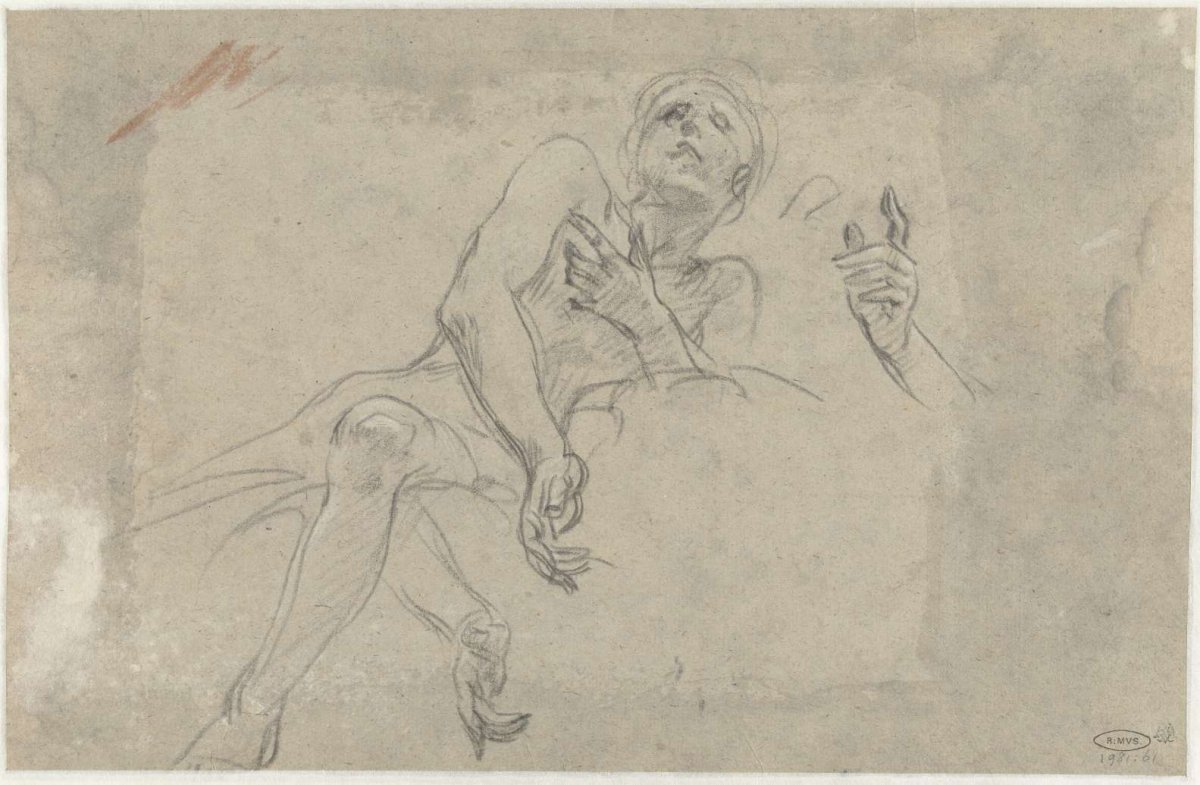 Study for ceiling painting showing a boy leaning backwards, Baldassare Franceschini, 1621 - 1698