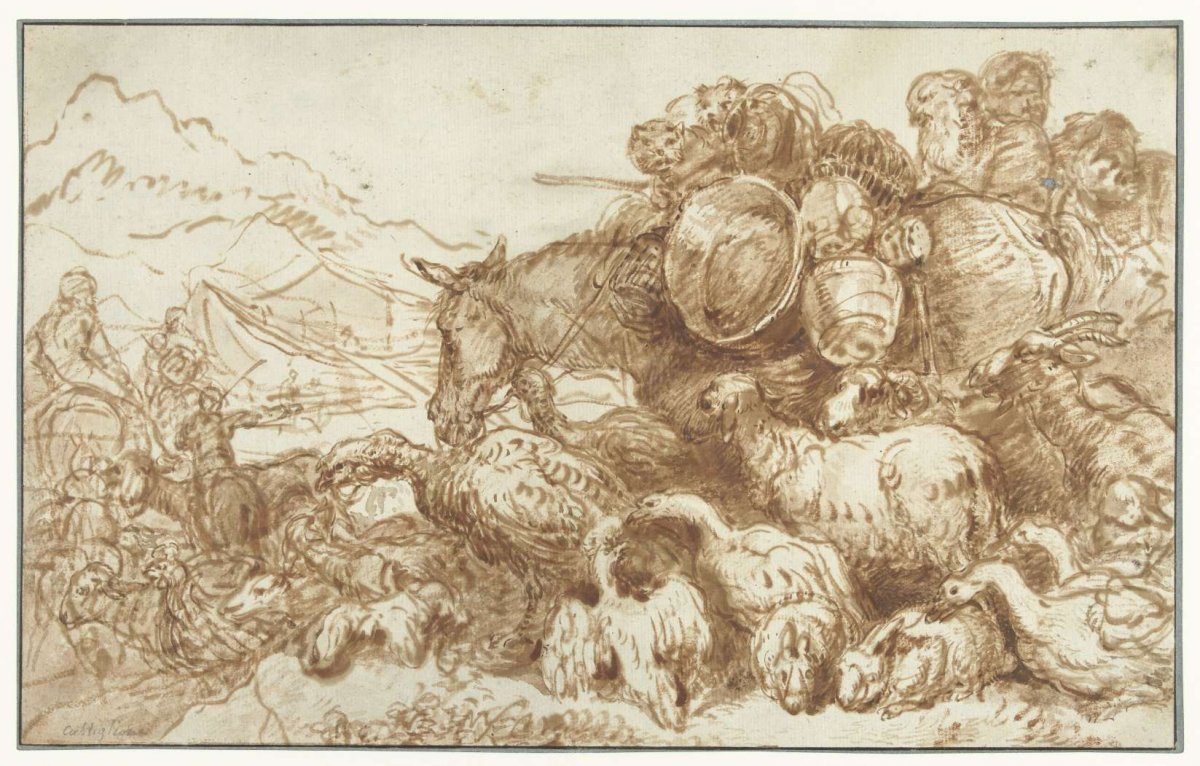 Noah with the animals on the way to the ark, Giovanni Benedetto Castiglione, 1650 - 1665