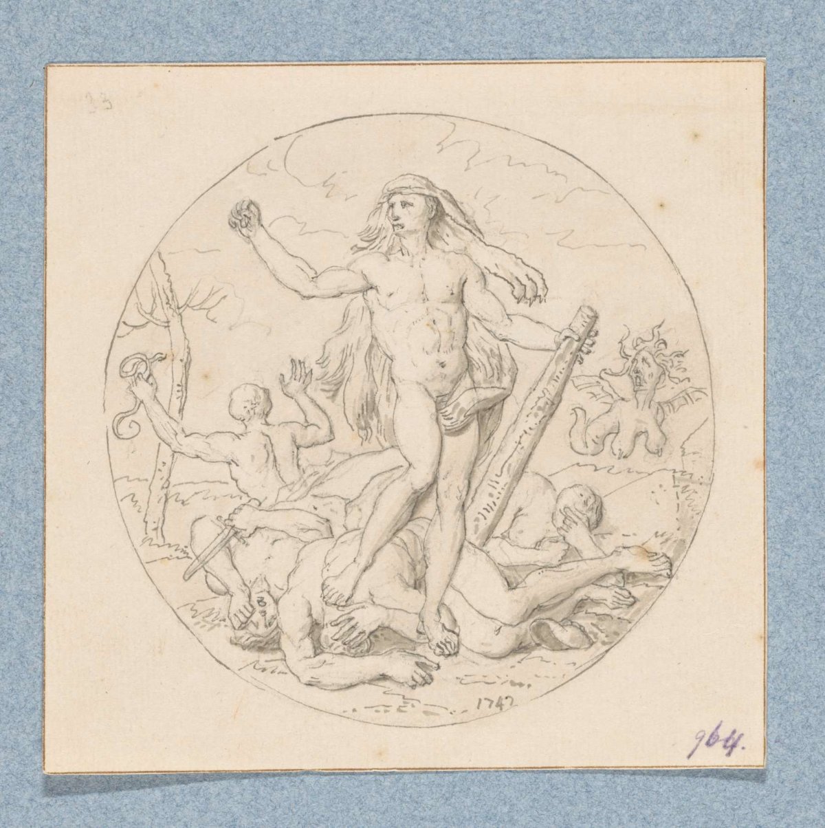 Hercules as victor (in box with 43 drawings), Louis Fabritius Dubourg, 1747
