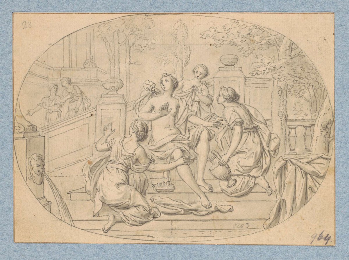 David and Bathsheba (in box with 43 drawings), Louis Fabritius Dubourg, 1743