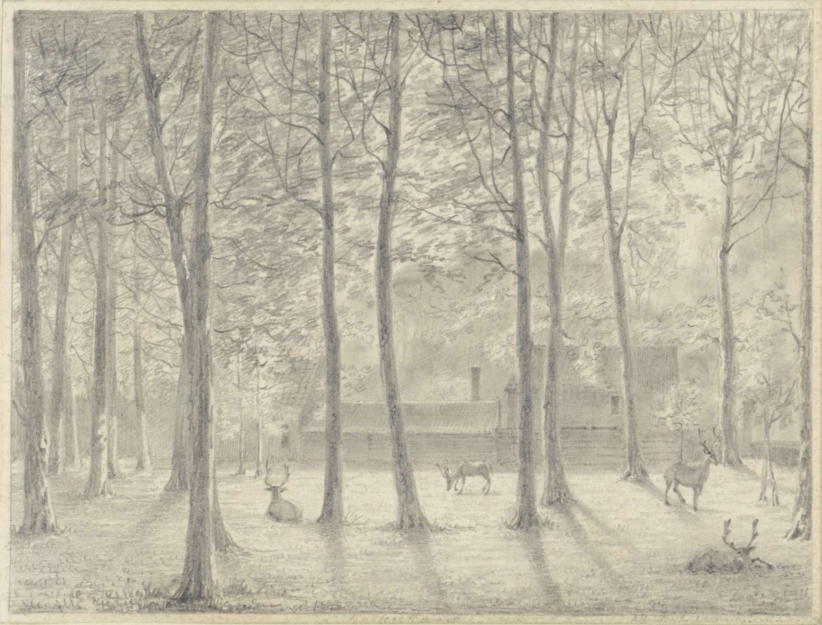The deer camp in the Hague forest, Hendrik Abraham Klinkhamer, 1838