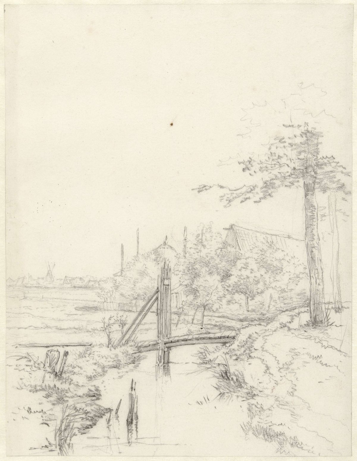 Bridge over a ditch near a farm, Abraham Johannes Ruytenschildt, c. 1788 - c. 1841