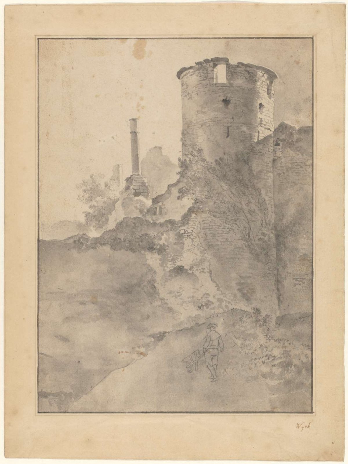 View of an Italianate Round Tower by a Ruined Wall, Jan Lapp, c. 1630 - 1644