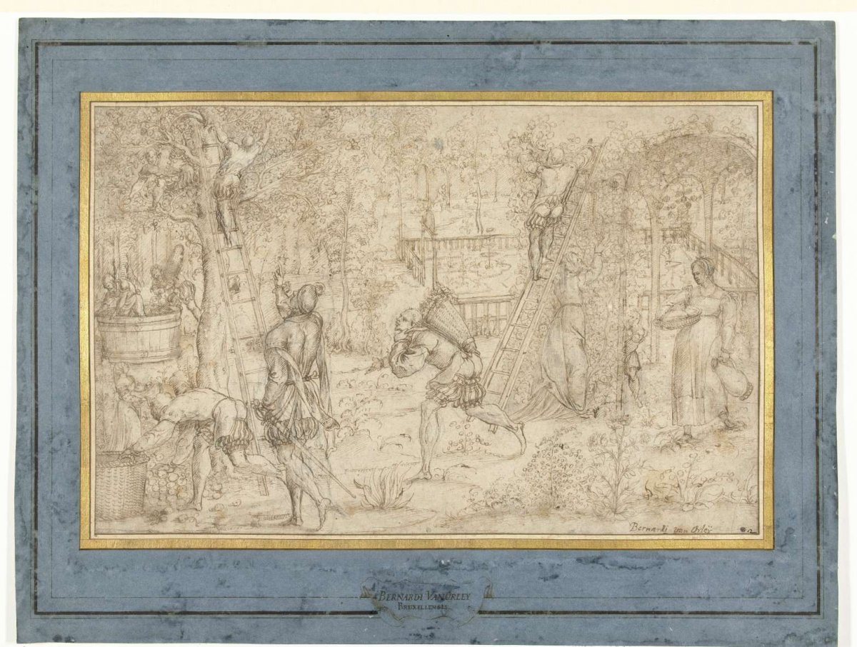 Apple harvesting and grape picking, anonymous, c. 1540 - c. 1560
