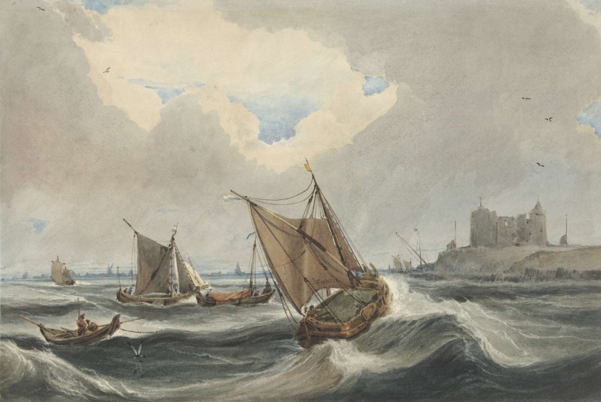 Ships off the port of Flushing, François Louis Thomas Francia, 1814