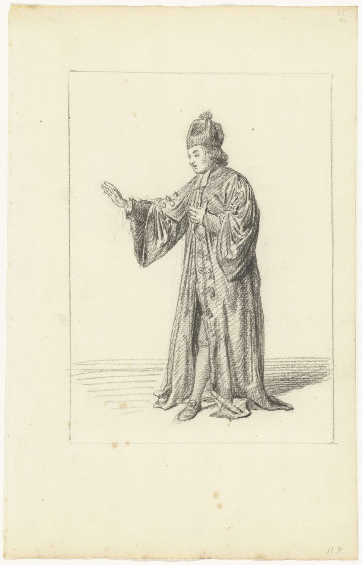 Standing clergyman, with arm raised, Nicolaes Muys, 1750 - 1808