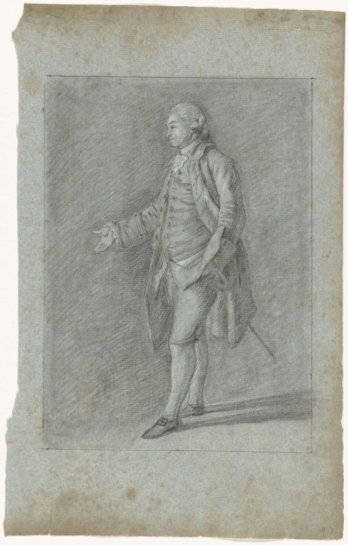 Standing man with outstretched hand, Nicolaes Muys, 1750 - 1808