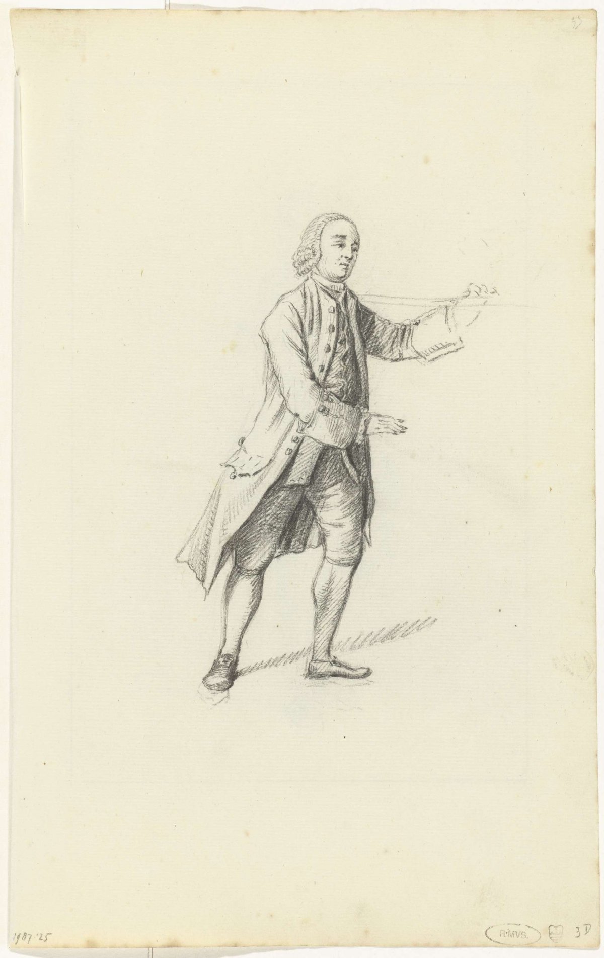 Walking man, to the right, a stick over his shoulder, Nicolaes Muys, 1750 - 1808