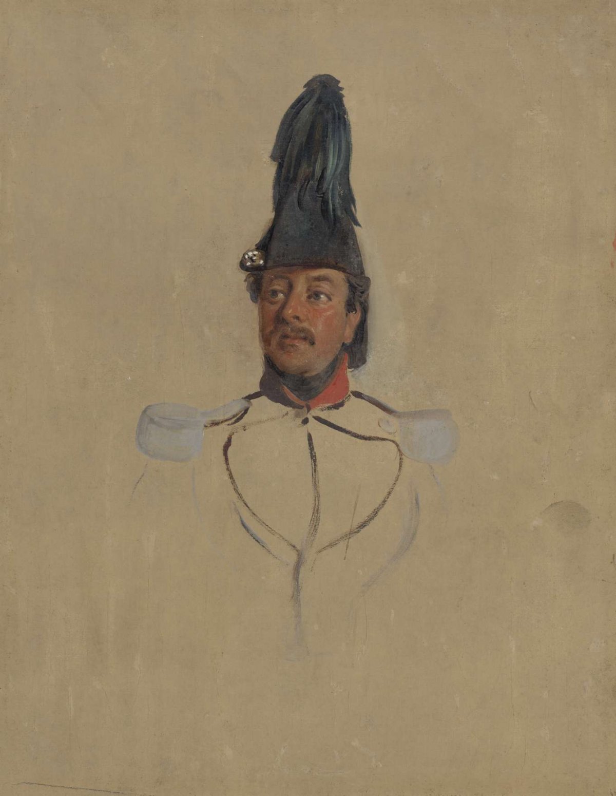 Portrait study of captain T.S. Nabal, Nicolaas Pieneman, 1819 - 1860