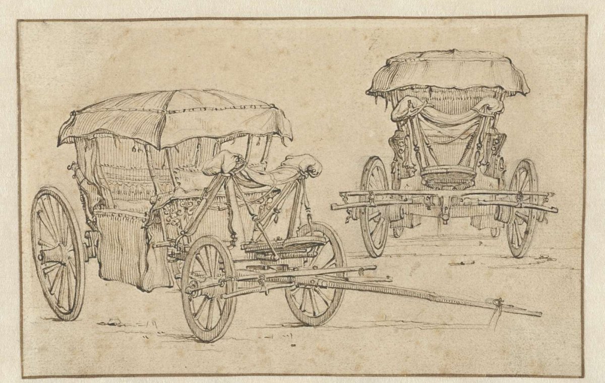Travel trailer seen from two different angles, Jan van de Velde (II), 1603 - 1641