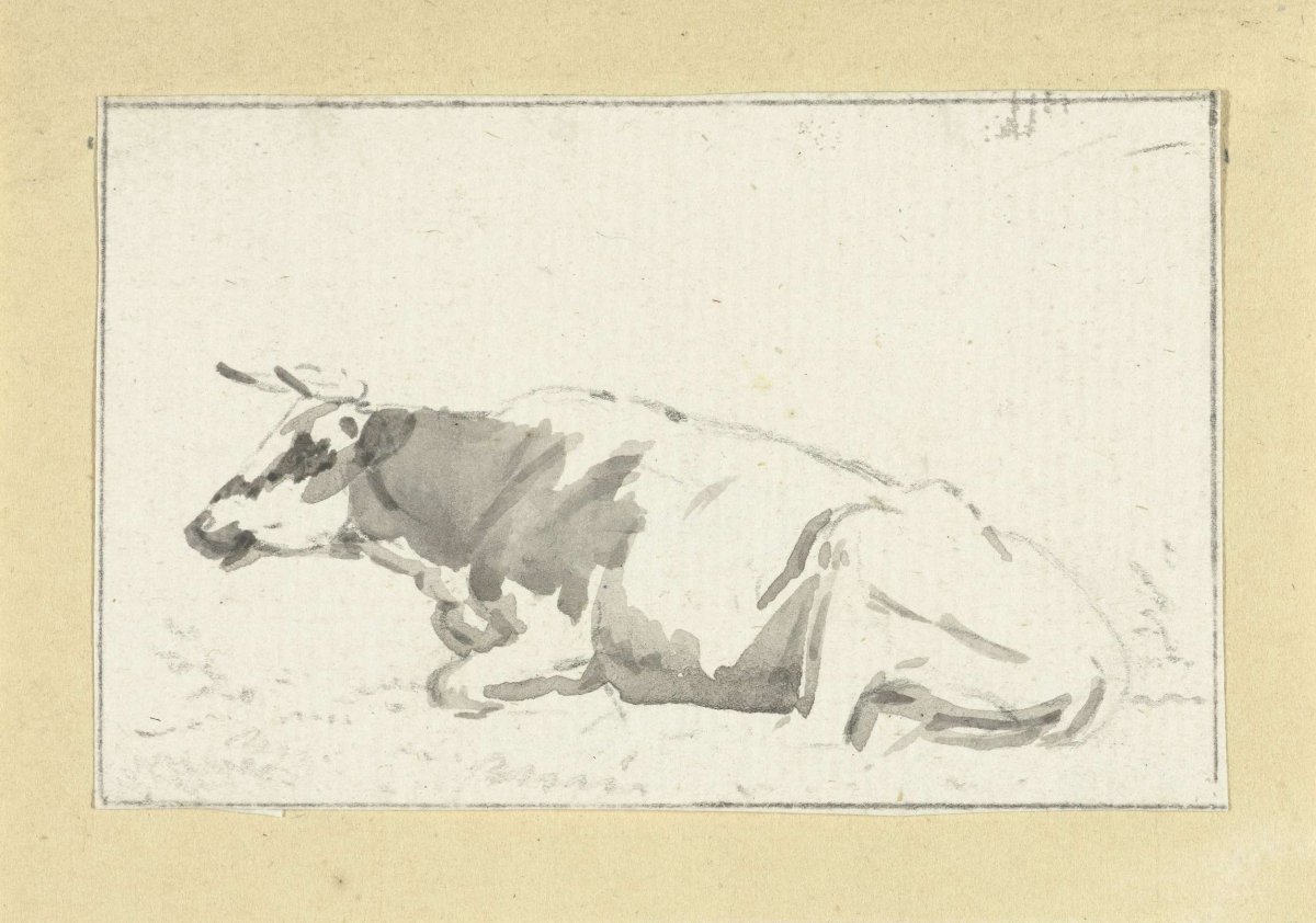 Reclining cow, to the left, Pieter Gaal, 1779 - 1819