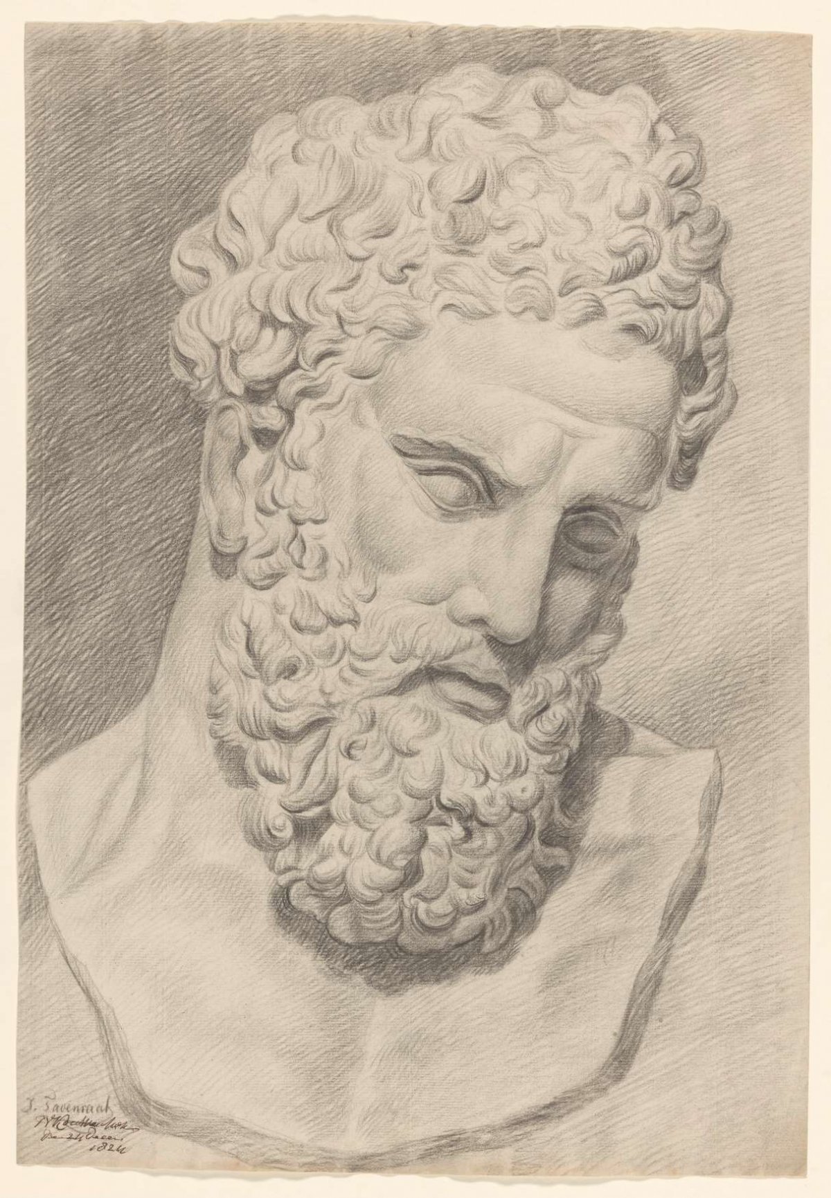 Academy study: plaster sculpture of man with beard, Johannes Tavenraat, 1824