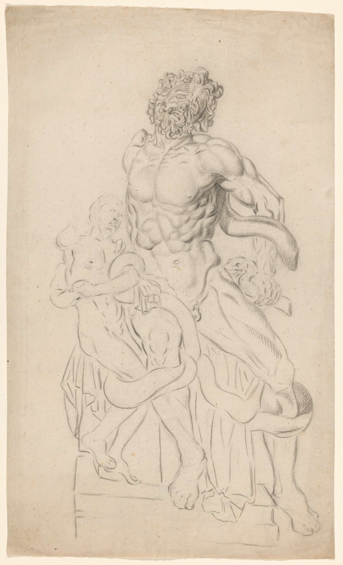 Academy study of plaster of Laocoön, Johannes Tavenraat, 1819 - 1881