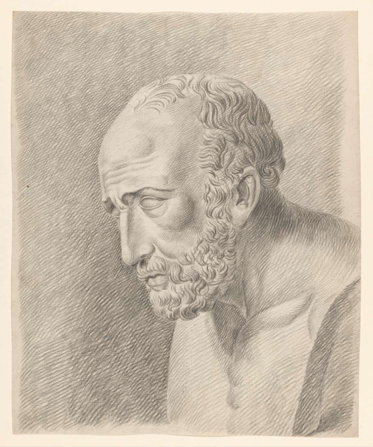 Academy study on plaster of antique bust of a man, Johannes Tavenraat, 1819 - 1881