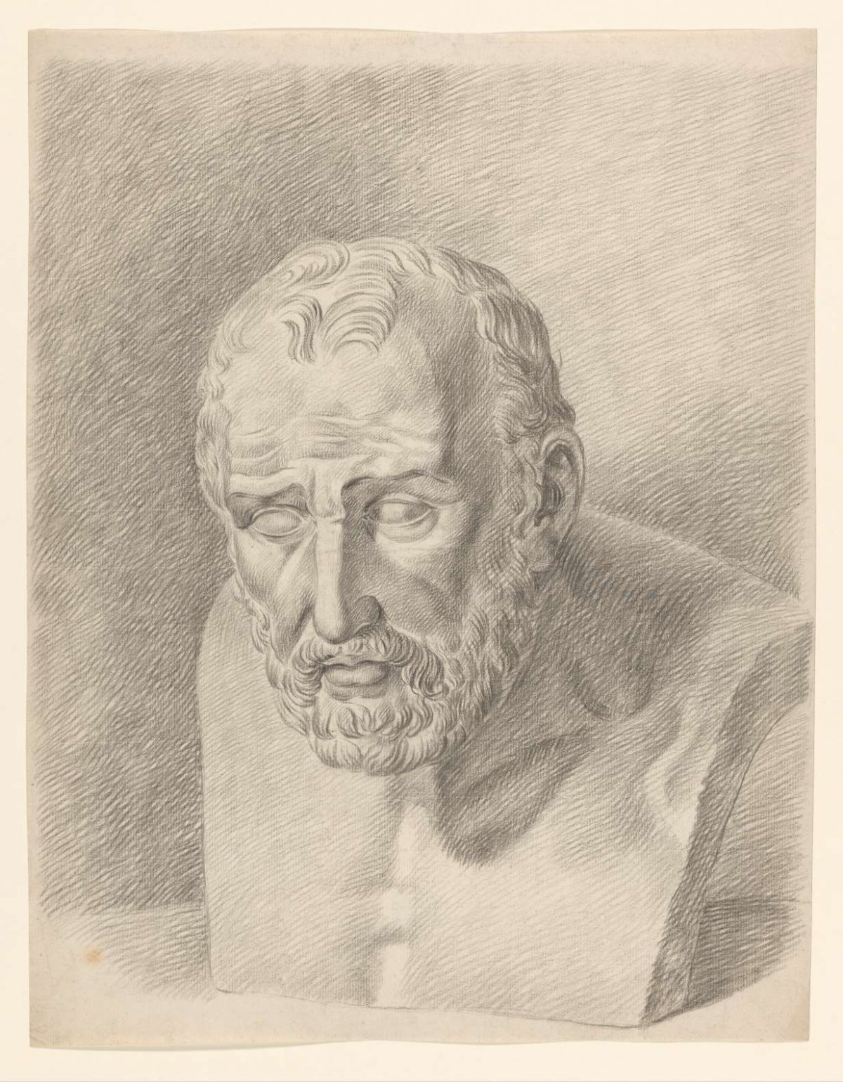 Academy study on plaster of antique bust of a man, Johannes Tavenraat, 1819 - 1881