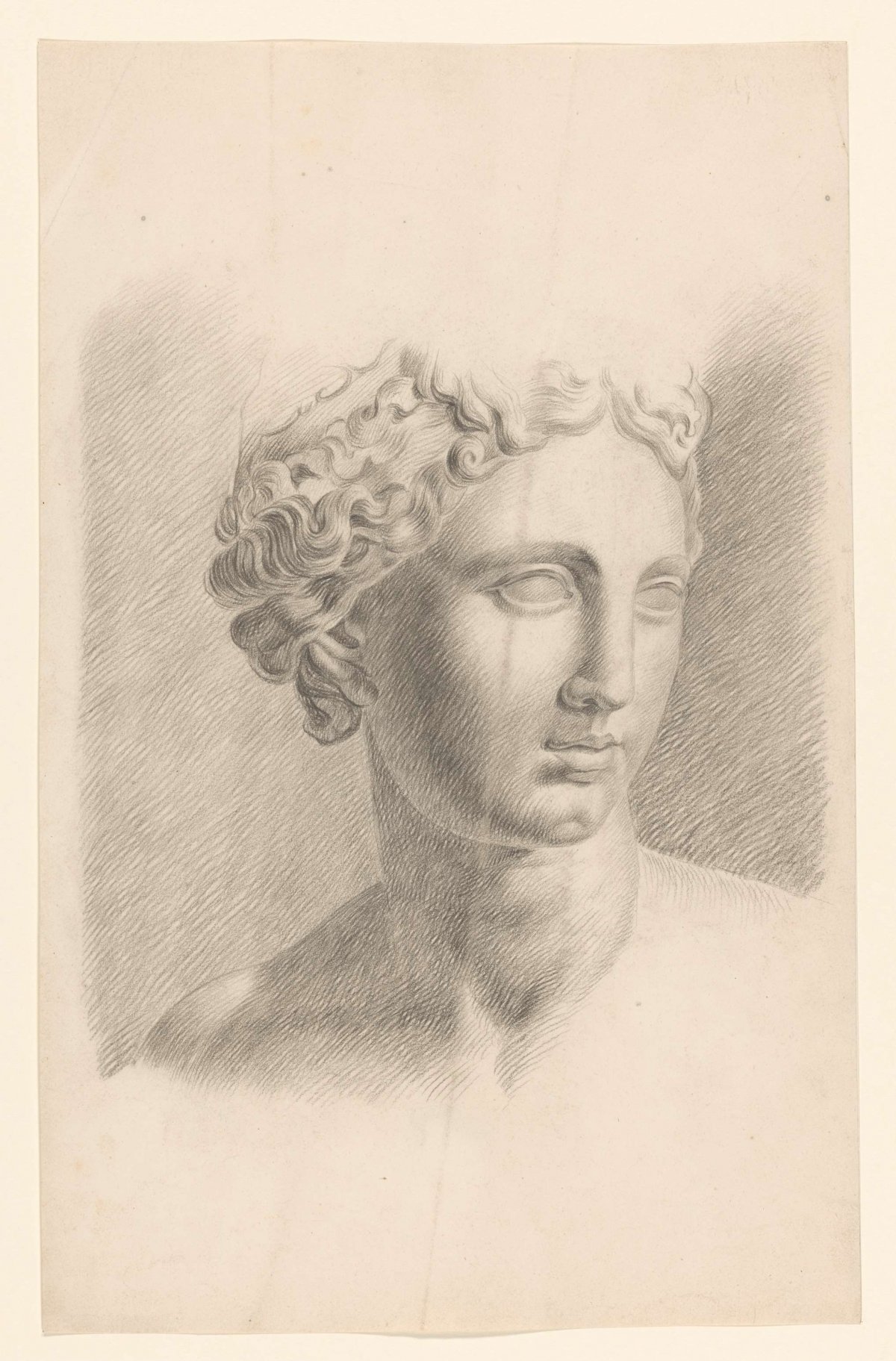 Academy study on plaster of antique bust of a woman, Johannes Tavenraat, 1819 - 1881