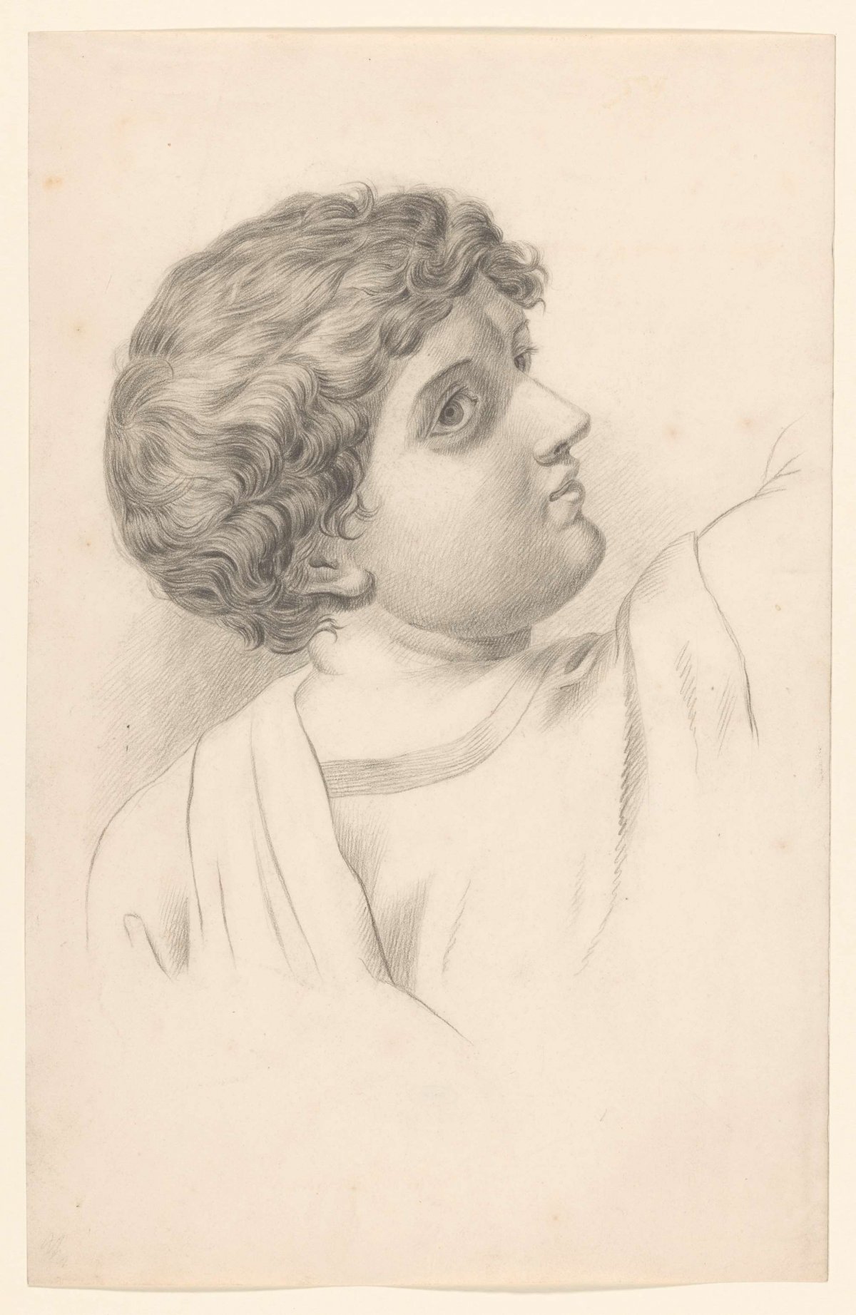 Head of a boy, to the right, Johannes Tavenraat, 1819 - 1881