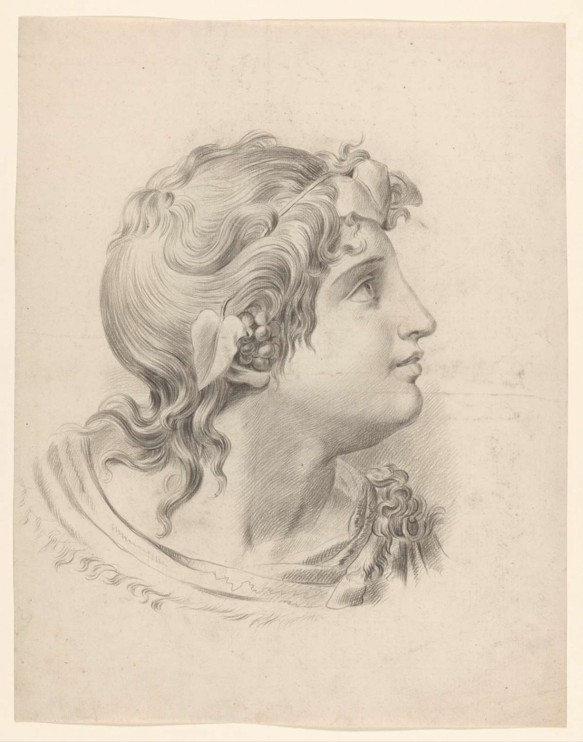 Head of a bacchant, to the right, Johannes Tavenraat, 1819 - 1881