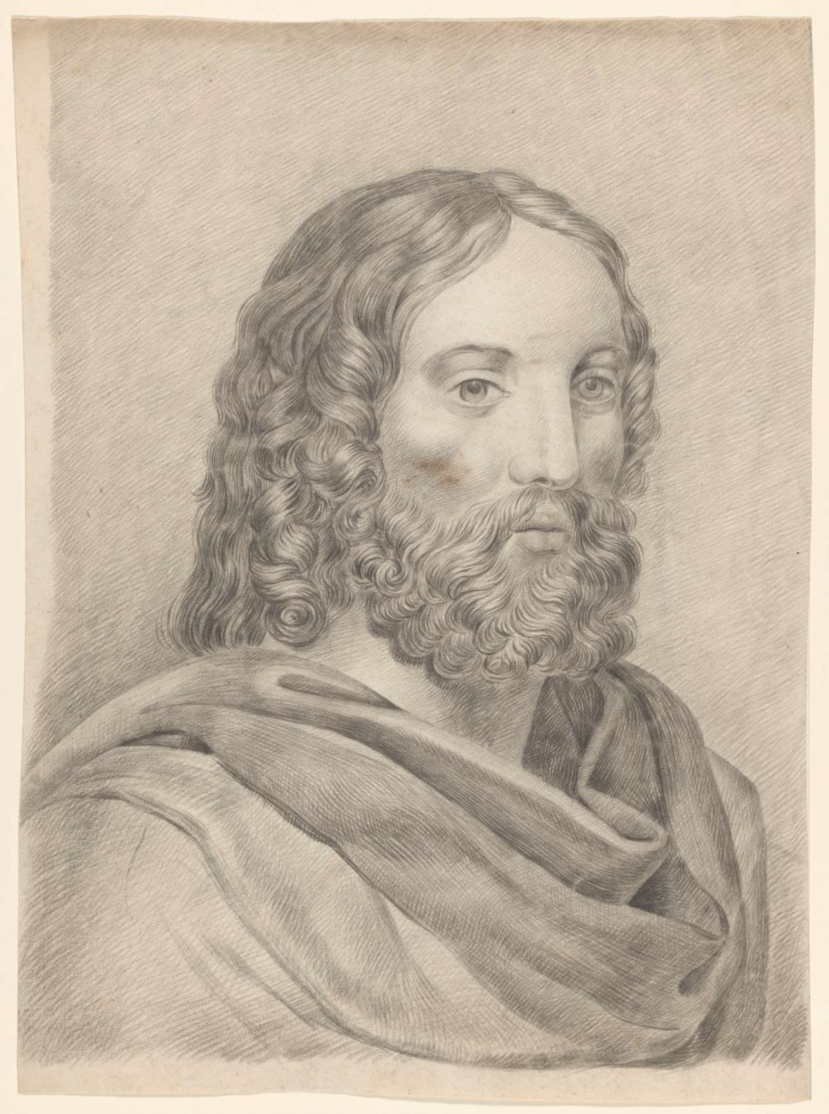 Bust of a man with beard (Christ?), Johannes Tavenraat, 1819 - 1881