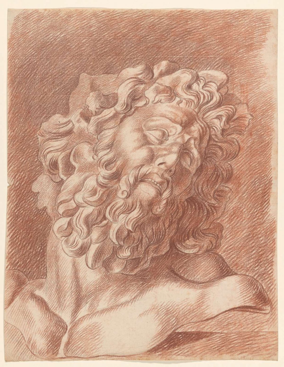 Academy study on plaster of Laocoön: study of the head, Johannes Tavenraat, 1819 - 1881