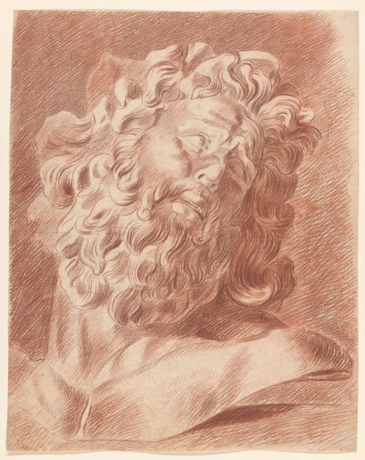 Academy study on plaster of Laocoön: study of the head, Johannes Tavenraat, 1819 - 1881