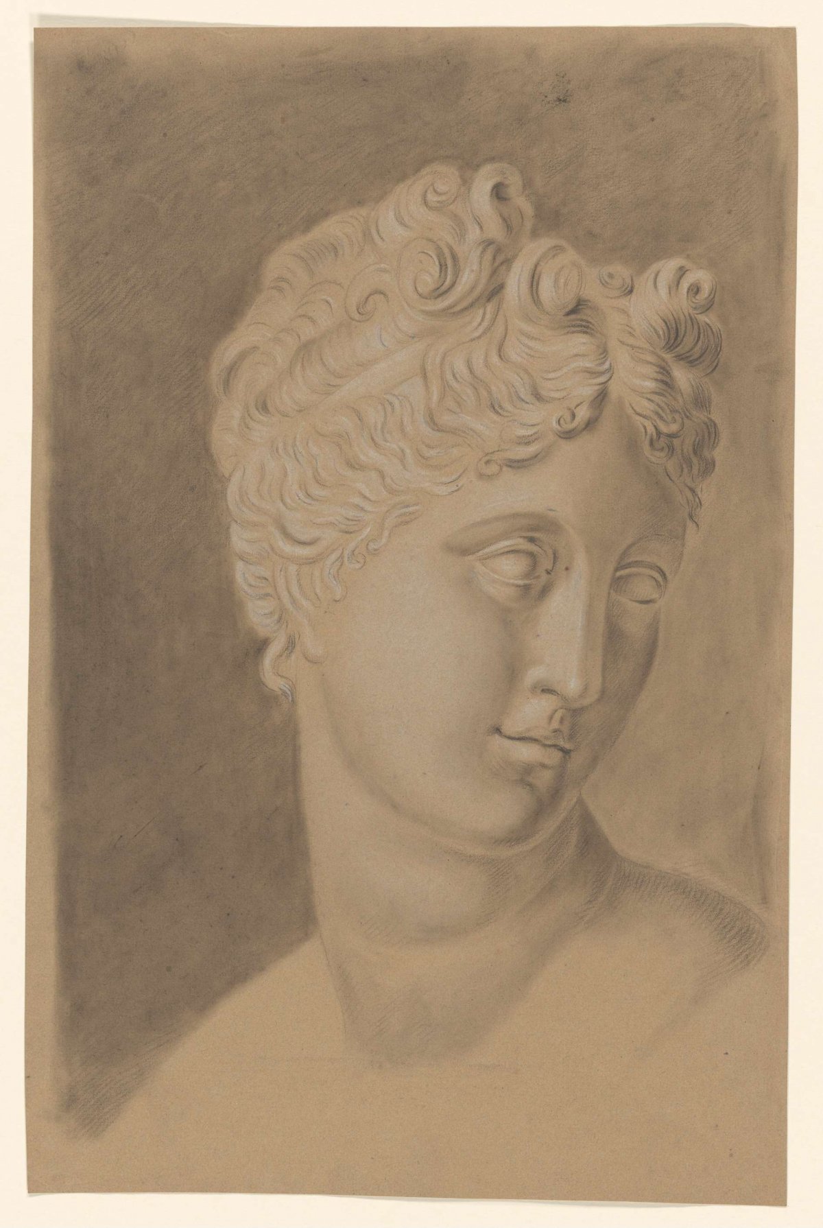 Academy study of a plaster of an antique statue: bust of a woman, Johannes Tavenraat, 1819 - 1881