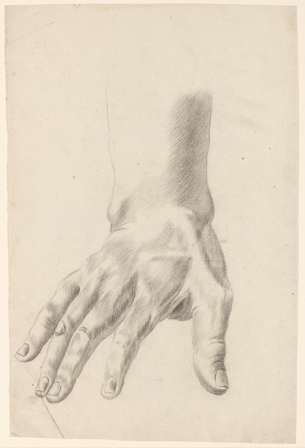 Academy study of a plaster of an antique sculpture: detail study of a hand, Johannes Tavenraat, 1819 - 1881