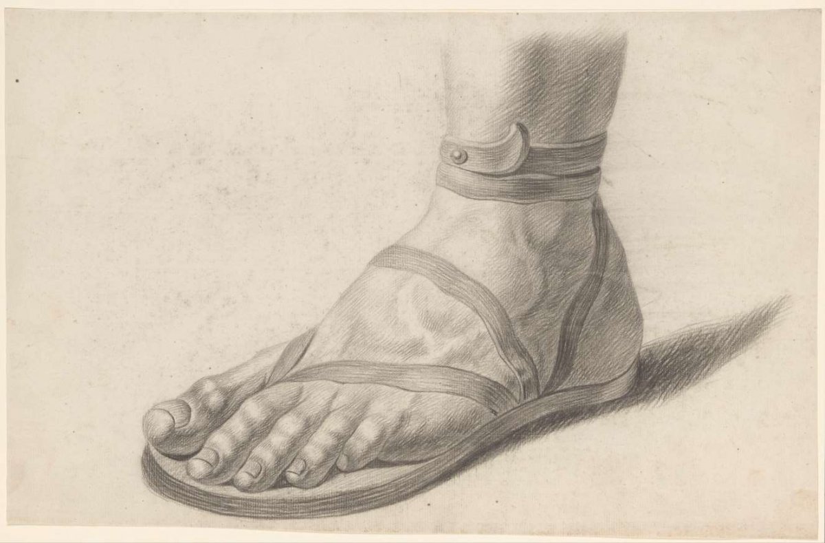 Academy study of a plaster of an antique statue: detail study of a foot, Johannes Tavenraat, 1819 - 1881