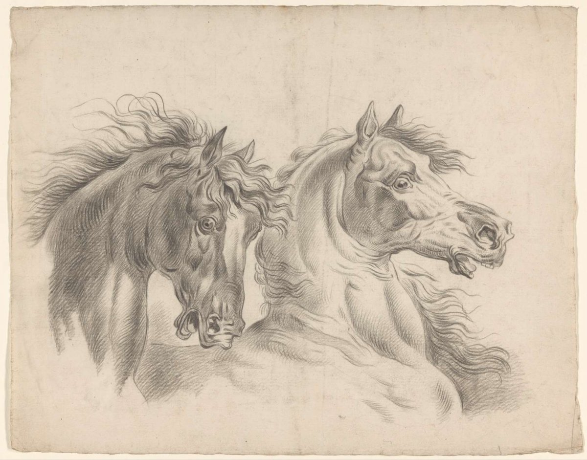Two horse heads, Johannes Tavenraat, 1824