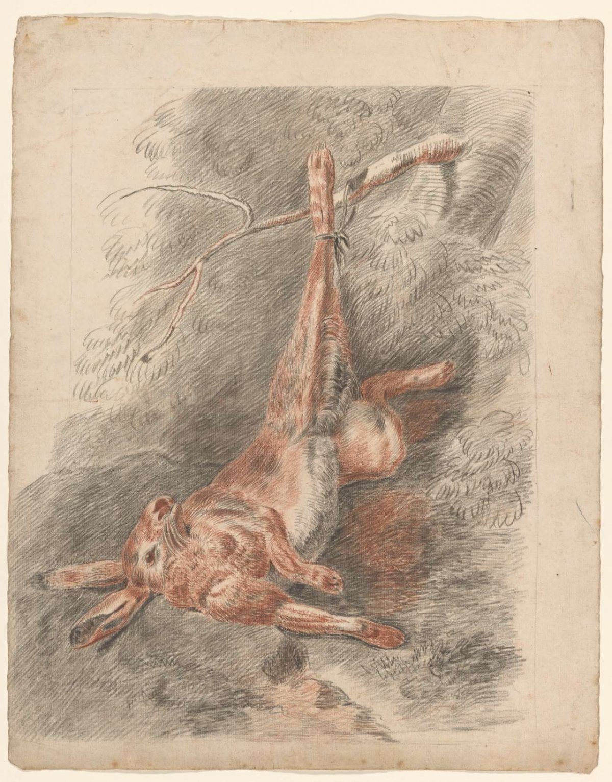 Dead hare, hanging by a leg, Johannes Tavenraat, 1819 - 1881