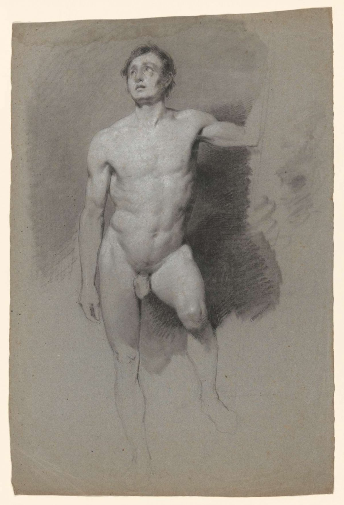 Standing male nude, from the front, Johannes Tavenraat, c. 1819 - c. 1881