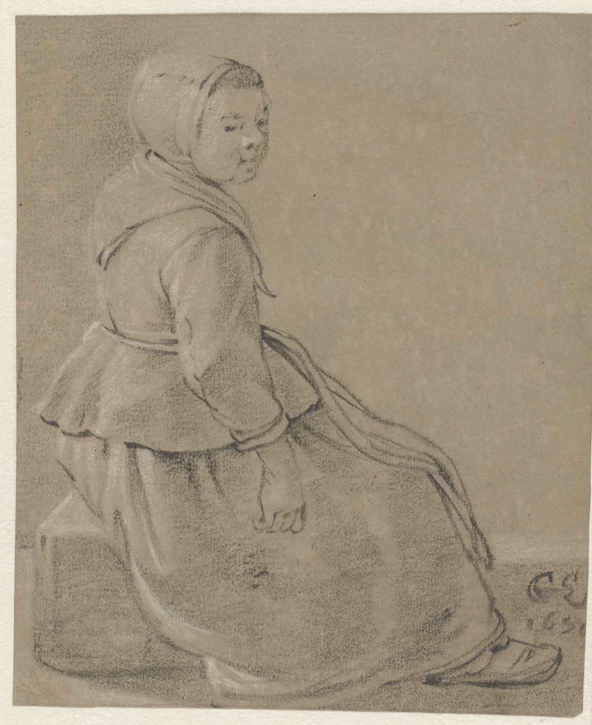 Sitting girl, Cornelis Saftleven, 1656