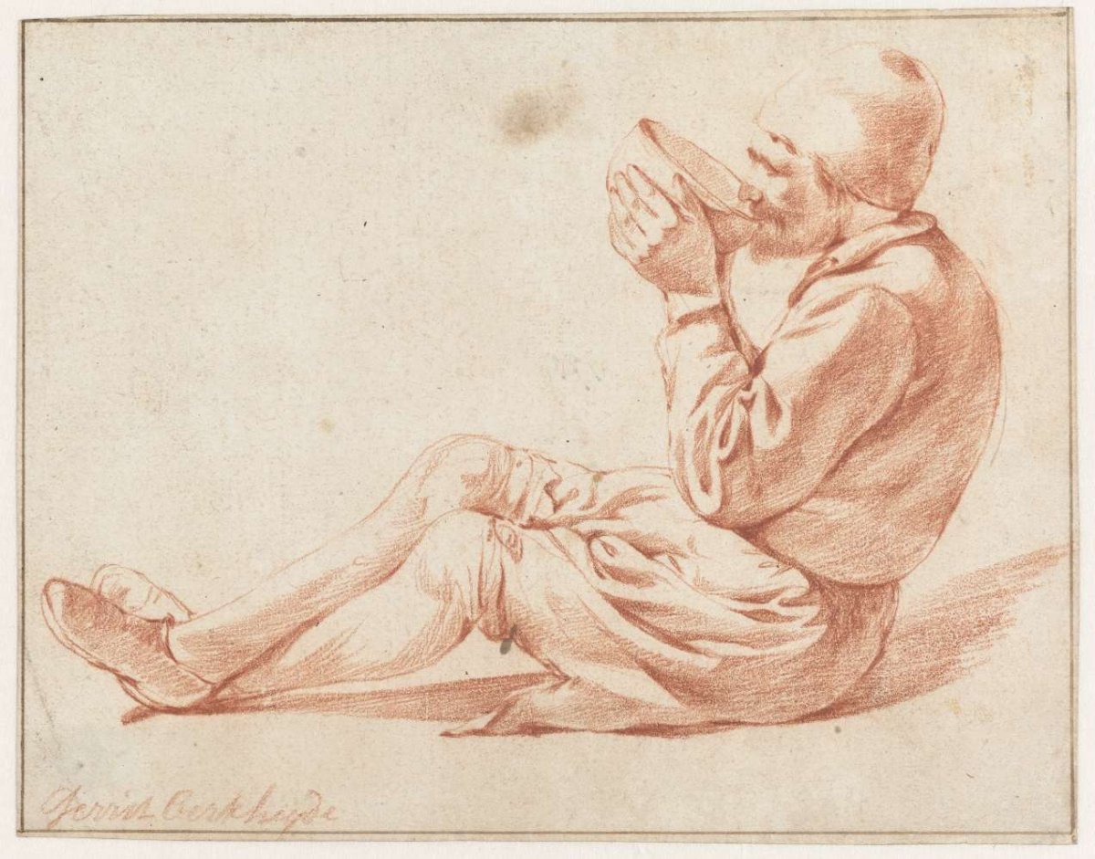 Seated Man, Drinking, Gerrit Berckheyde, c. 1670 - 1698