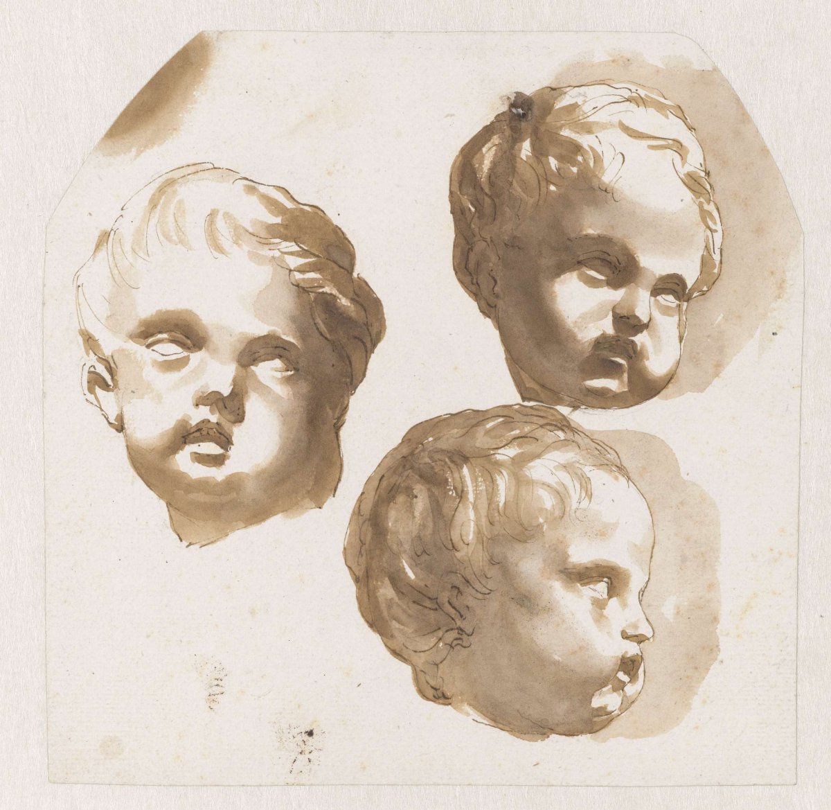 Child's head seen from three sides, Jan de Bisschop, 1648 - 1671