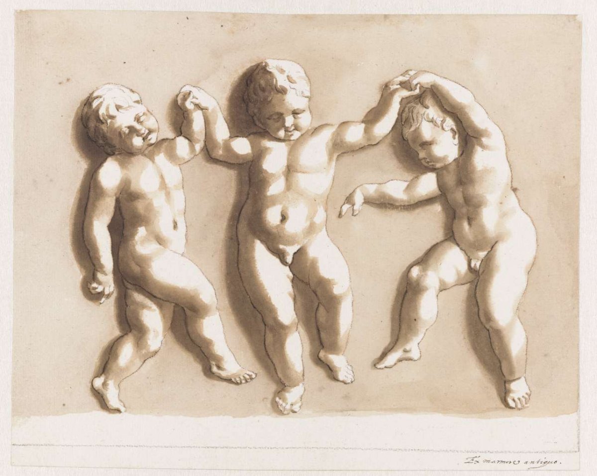 Three dancing children, Jan de Bisschop, 1648 - 1671