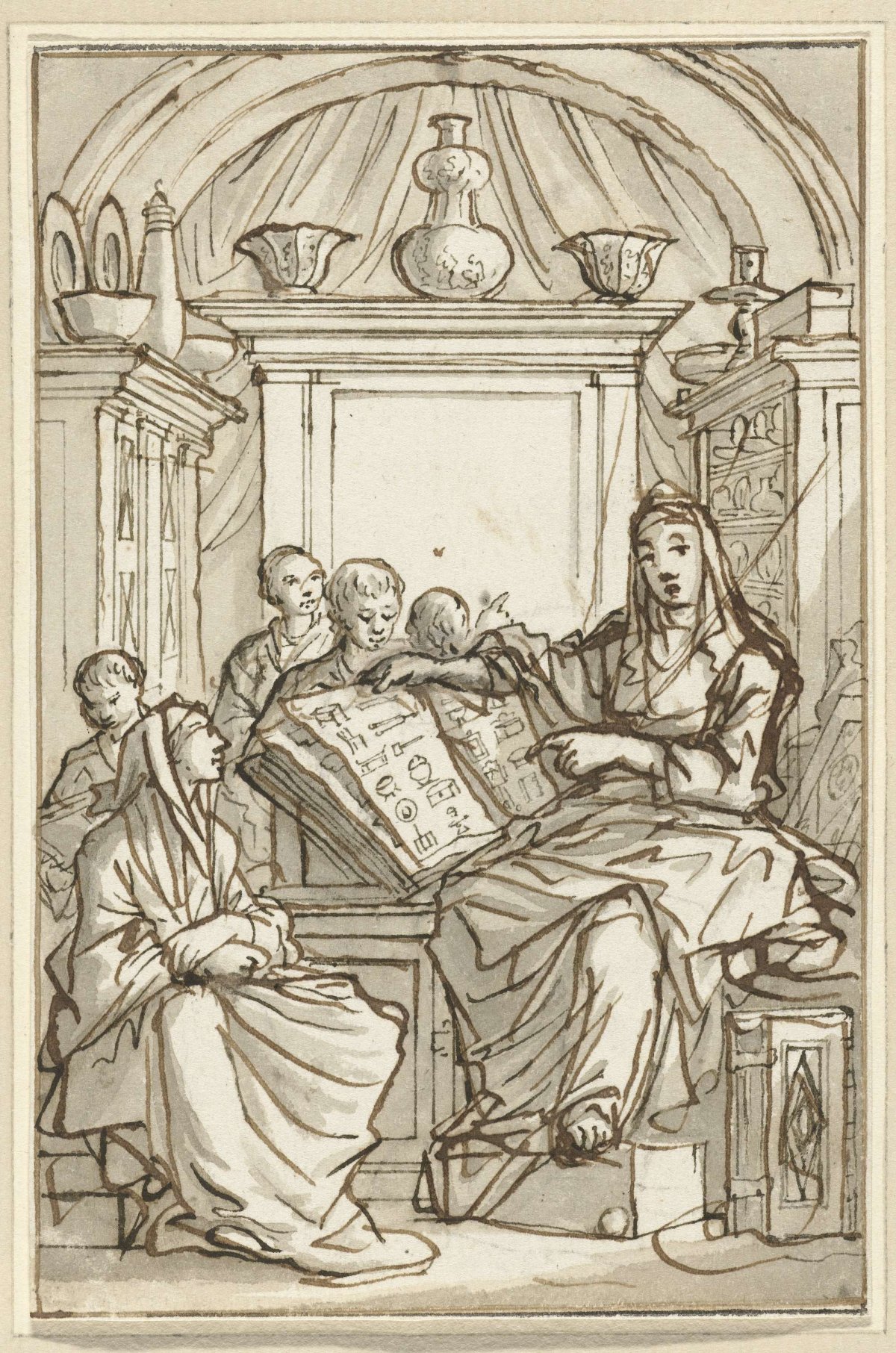 Design for title page The Instructive Housewares, Jan Luyken, 1761
