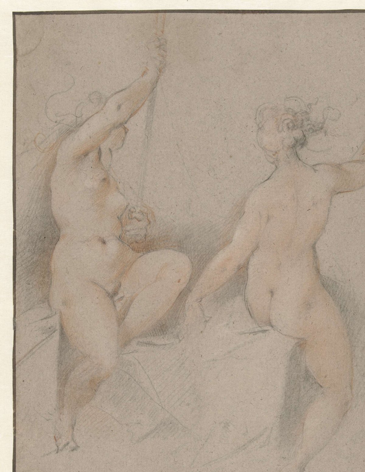 Two seated female nudes, Hendrick Goltzius, 1568