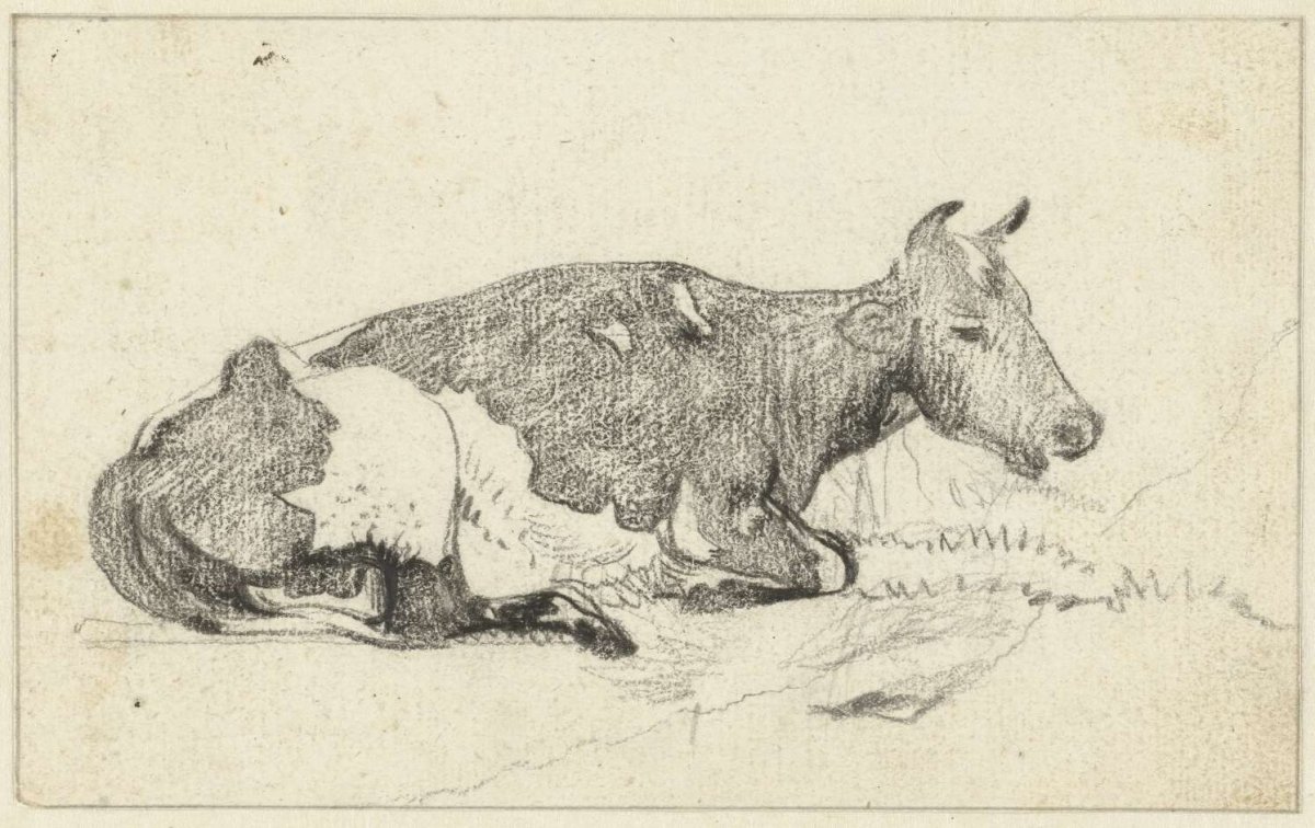 Reclining cow, to the right, Pieter Gerardus van Os, 1786 - 1839