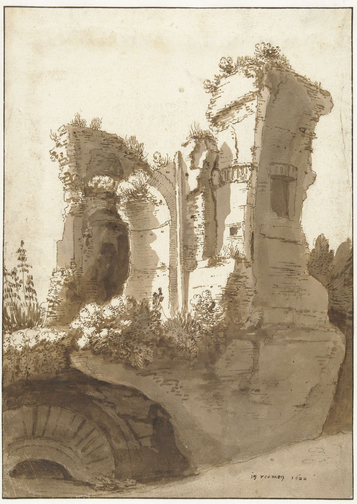 Ruins of the so-called Palazzo Maggiore on the Palatine, Cornelis van Poelenburch, 1622