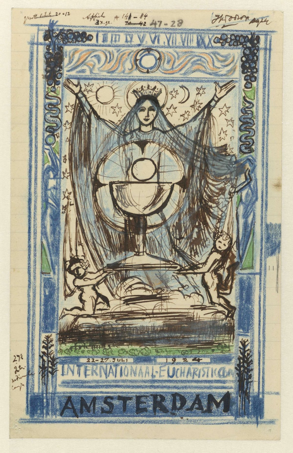 Design for a poster for the International Eucharistic Congress held at Amsterdam from July 22-27, 1924, Jan Toorop, 1868 - 1928