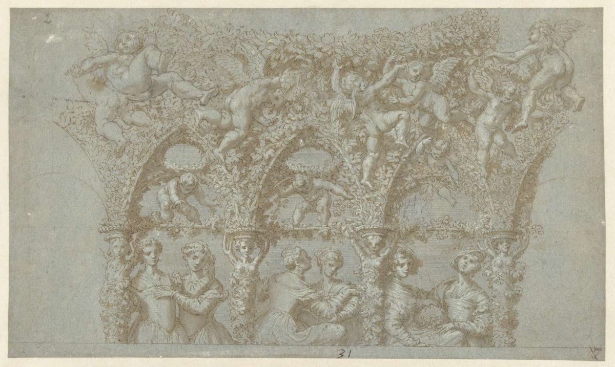 Design for a wall and ceiling painting, Girolamo Mazzola Bedoli, 1510 - 1569