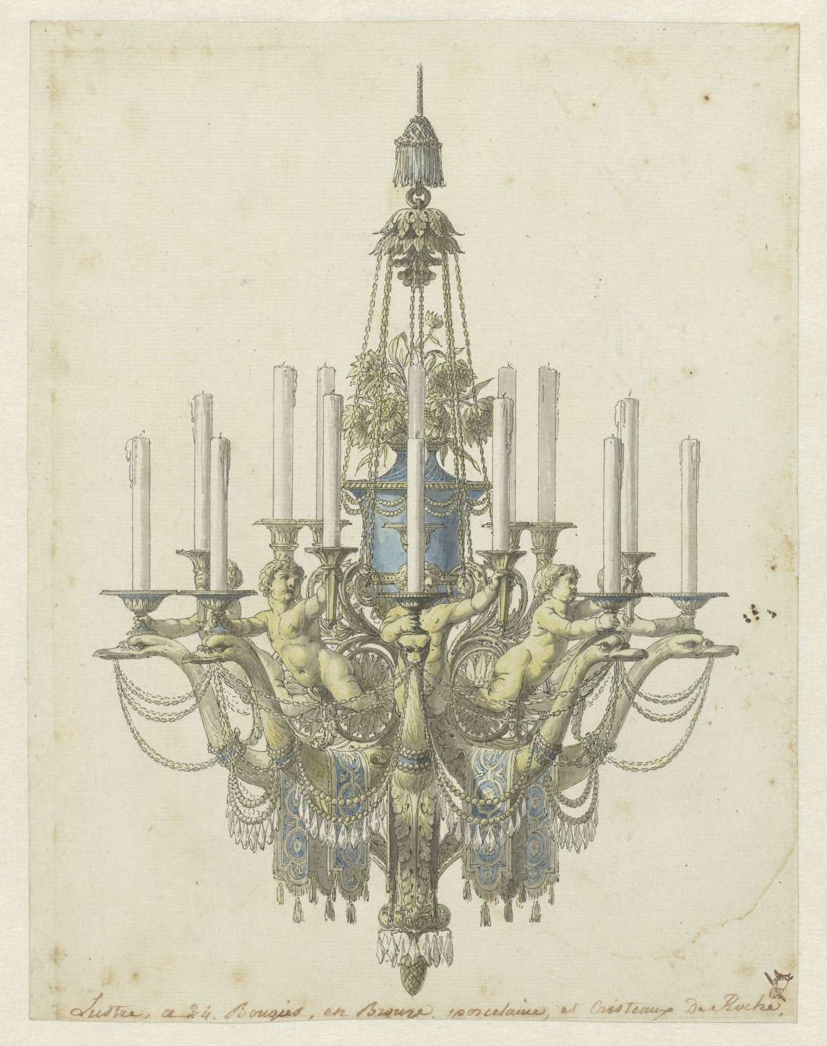 Design for a chandelier, Jean Démosthène Dugourc, 1784