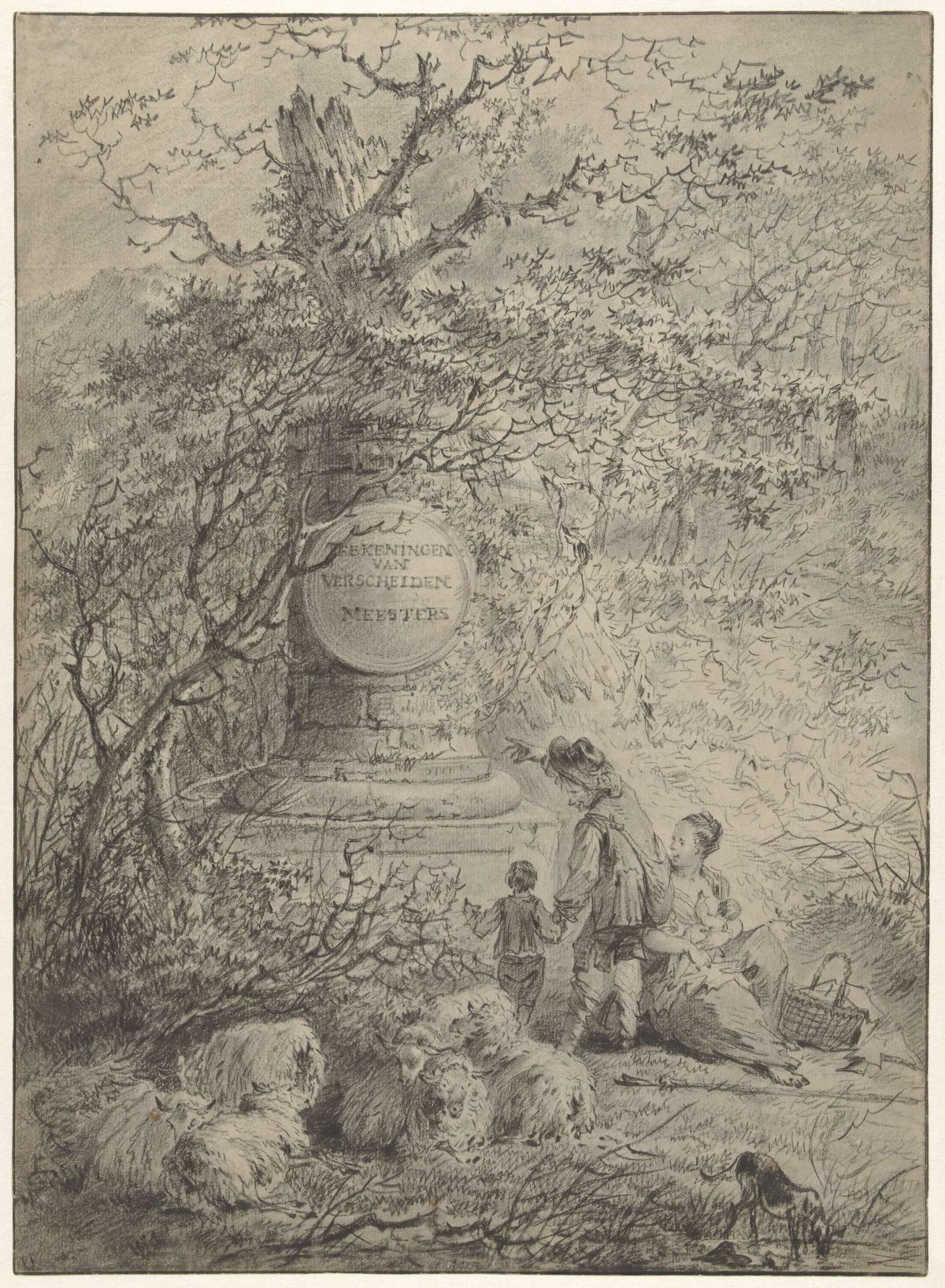 Title page with a pair of shepherds, Gerard van Nijmegen, 1783