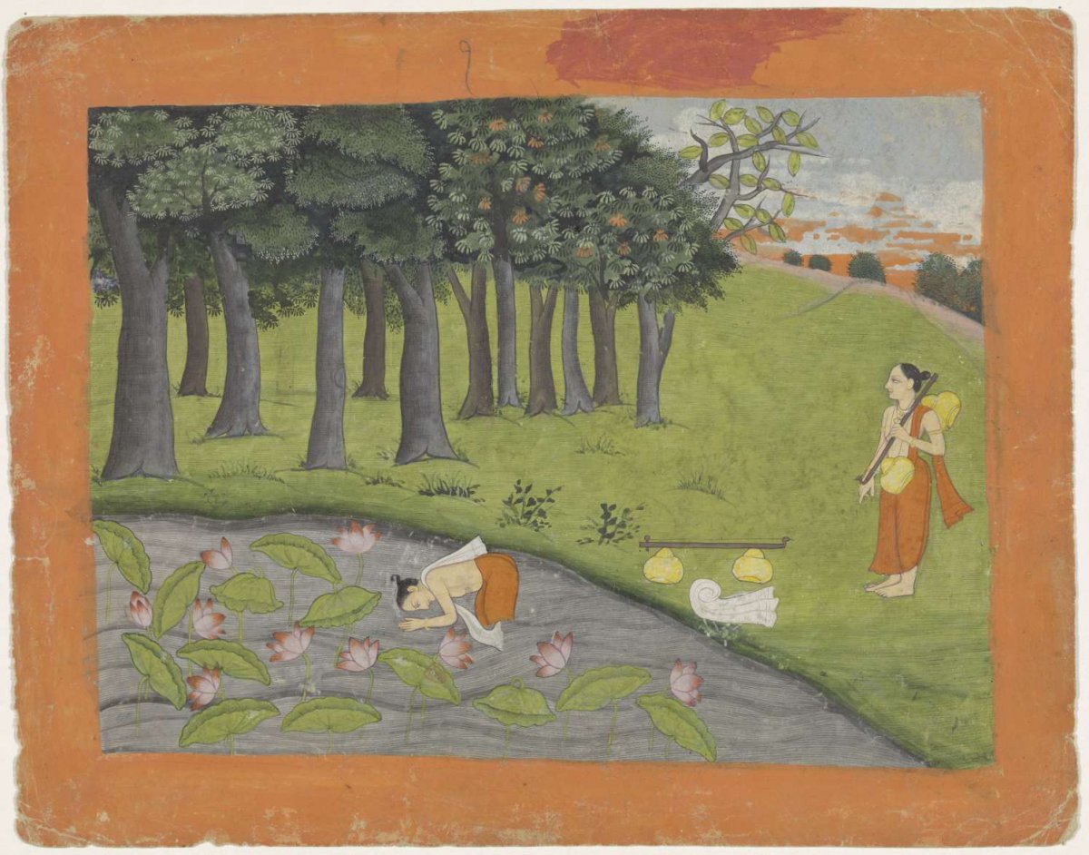 Two ascetics in a landscape, anonymous, 1825 - 1835