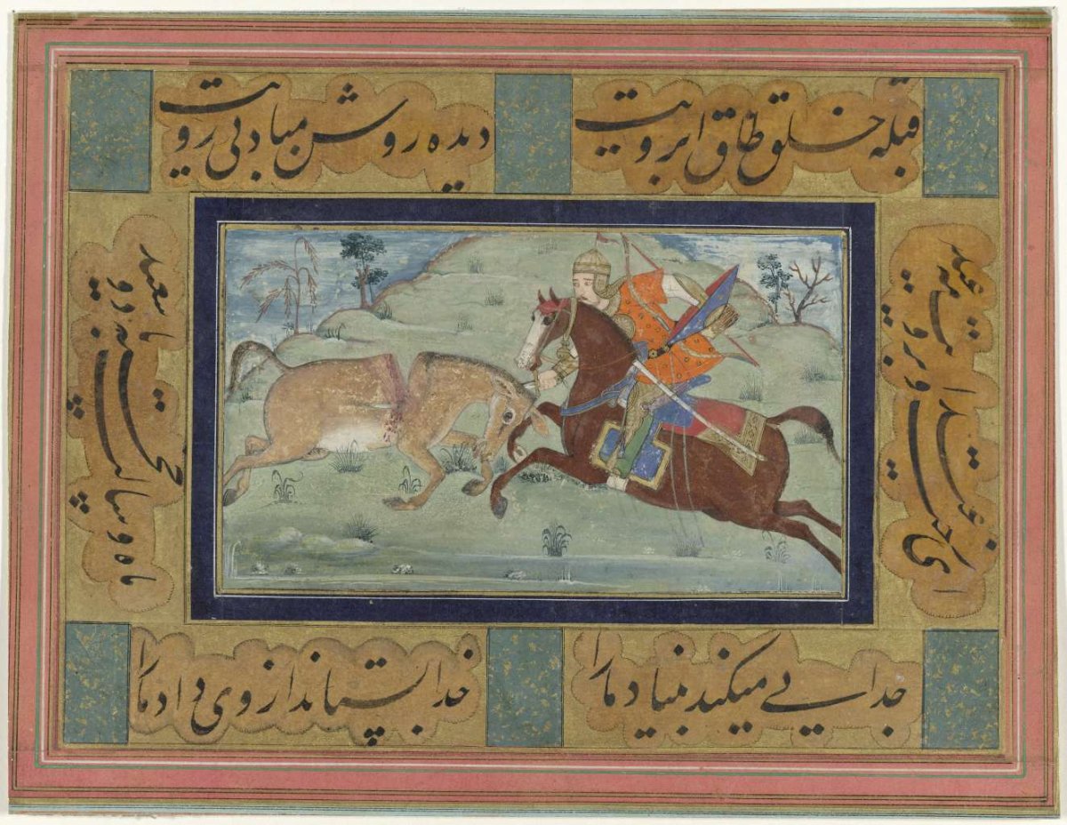 Warrior on horseback cleaves a donkey, anonymous, 1610 - 1630
